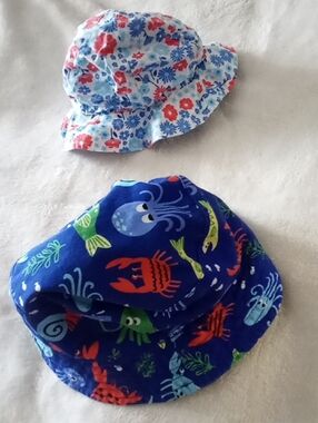 Carter's Blue Bucket Hat + Reversable Bucket Hat! BOTH LIKE NEW!